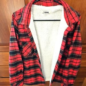 NWOT- CI SONO, PLAID SHERPA SHIRT, XL JR.- Size 9 Junior